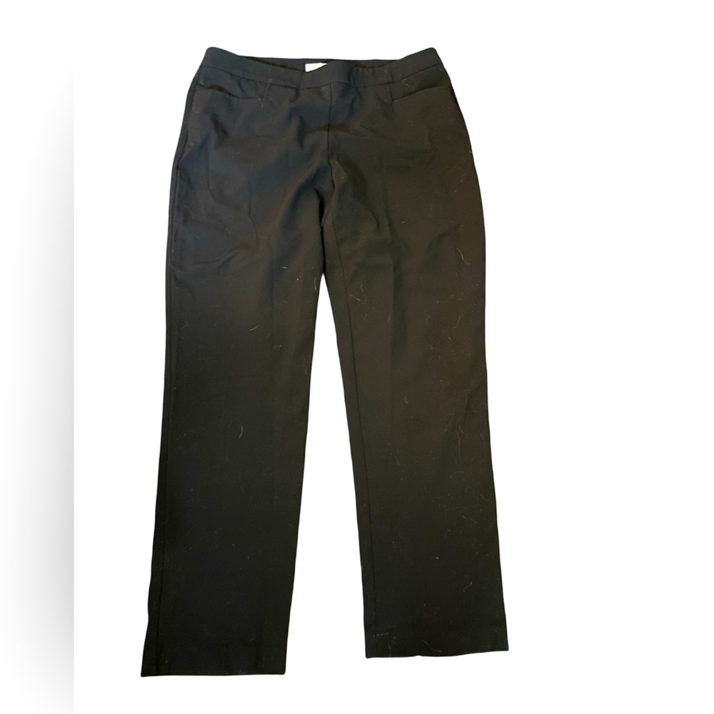 Dress Barn black pants flat front trousers size 12 rayon spandex pockets pull on - Picture 2 of 13